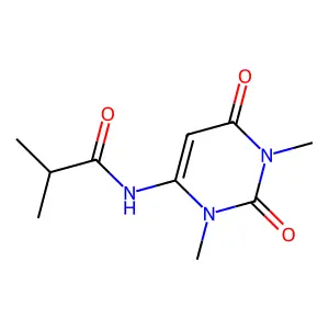 N-(1,3-dimethyl-2,6-dioxopyrimidin-4-yl)-2-methylpropanamide structure