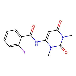 N-(1,3-dimethyl-2,6-dioxo-1,2,3,6-tetrahydropyrimidin-4-yl)-2-iodobenzamide structure