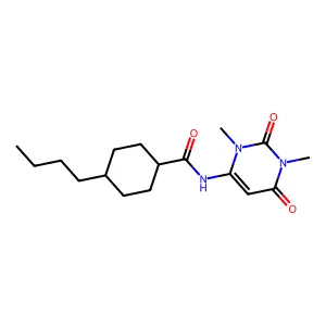 4-butyl-N-(1,3-dimethyl-2,6-dioxopyrimidin-4-yl)cyclohexane-1-carboxamide structure