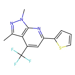 1,3-Dimethyl-6-(2-thienyl)-4-(trifluoromethyl)-1H-pyrazolo(3,4-B)pyridine structure
