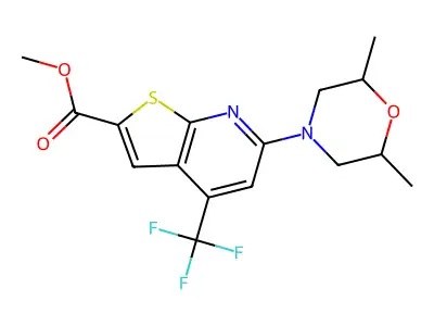 Methyl 6-(2,6-dimethyl-4-morpholinyl)-4-(trifluoromethyl)thieno[2,3-b]pyridine-2-carboxylate structure