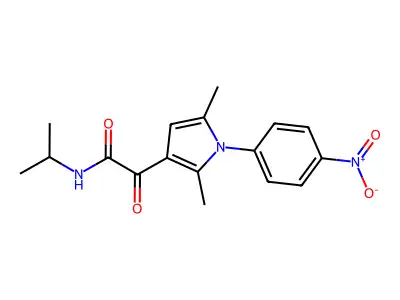 2-[2,5-dimethyl-1-(4-nitrophenyl)-1H-pyrrol-3-yl]-N-isopropyl-2-oxoacetamide structure