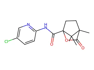 N-(5-chloropyridin-2-yl)-4,7,7-trimethyl-3-oxo-2-oxabicyclo[2.2.1]heptane-1-carboxamide structure