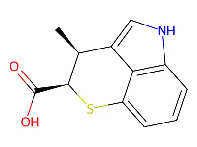 (2R,3S)-3,5-Dihydro-3-methyl-2H-thiopyrano(4,3,2-cd)indole-2-carboxylic acid structure