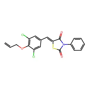 (5Z)-5-[3,5-dichloro-4-(prop-2-en-1-yloxy)benzylidene]-3-phenyl-1,3-thiazolidine-2,4-dione structure