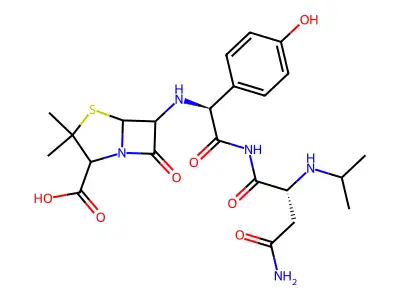 Glycinamide, N-(1-methylethyl)-D-asparaginyl-N-(2-carboxy-3,3-dimethyl-7-oxo-4-thia-1-azabicyclo(3.2.0)hept-6-yl)-D-2-(4-hydroxyphenyl)-, trihydrate, (2S-(2-alpha,5-alpha,6-beta))- structure