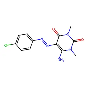 6-Amino-5-[(4-chlorophenyl)diazenyl]-1,3-dimethylpyrimidine-2,4-dione structure