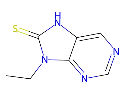 9-ethyl-7H-purine-8-thione structure