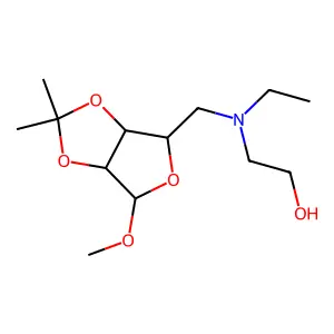 2-[ethyl-[(4-methoxy-2,2-dimethyl-3a,4,6,6a-tetrahydrofuro[3,4-d][1,3]dioxol-6-yl)methyl]amino]ethanol structure