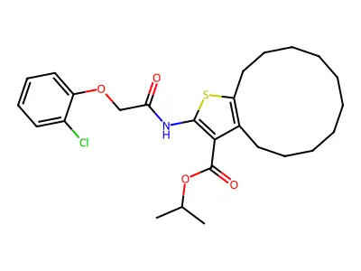 propan-2-yl 2-{[(2-chlorophenoxy)acetyl]amino}-4,5,6,7,8,9,10,11,12,13-decahydrocyclododeca[b]thiophene-3-carboxylate structure