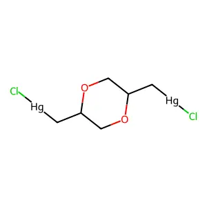 Chloro-[[5-(chloromercuriomethyl)-1,4-dioxan-2-yl]methyl]mercury structure