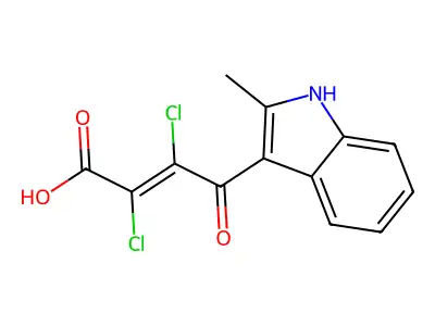 (E)-2,3-dichloro-4-(2-methyl-1H-indol-3-yl)-4-oxobut-2-enoic acid structure