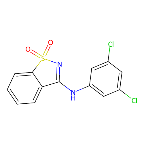 N-(3,5-dichlorophenyl)-1,2-benzothiazol-3-amine 1,1-dioxide structure