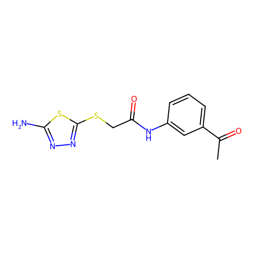 N-(3-acetylphenyl)-2-[(5-amino-1,3,4-thiadiazol-2-yl)sulfanyl]acetamide structure