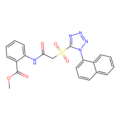 methyl 2-[({[1-(naphthalen-1-yl)-1H-tetrazol-5-yl]sulfonyl}acetyl)amino]benzoate structure