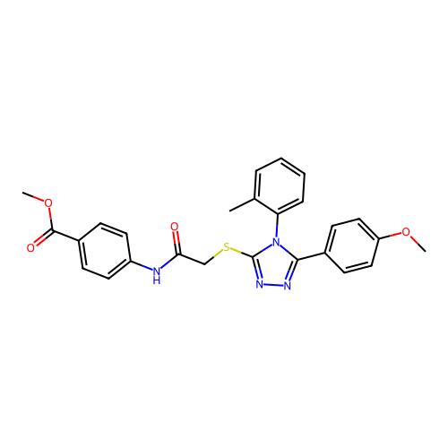 methyl 4-(2-((5-(4-methoxyphenyl)-4-(o-tolyl)-4H-1,2,4-triazol-3-yl)thio)acetamido)benzoate structure