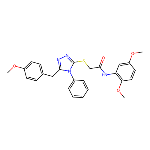 N-(2,5-dimethoxyphenyl)-2-((5-(4-methoxybenzyl)-4-phenyl-4H-1,2,4-triazol-3-yl)thio)acetamide structure