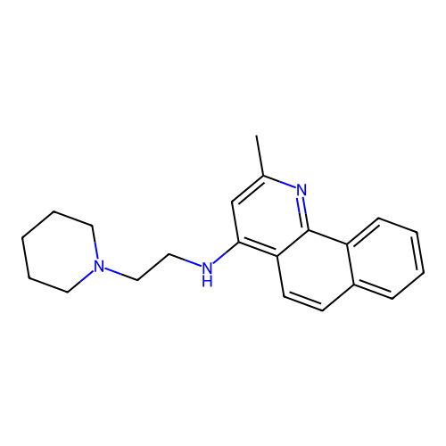 2-methyl-N-(2-(piperidin-1-yl)ethyl)benzo[h]quinolin-4-amine structure