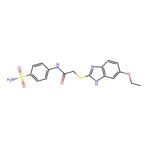 2-[(5-ethoxy-1H-benzimidazol-2-yl)sulfanyl]-N-(4-sulfamoylphenyl)acetamide structure