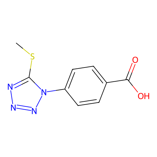 4-(5-Methylsulfanyltetrazol-1-yl)benzoic acid structure