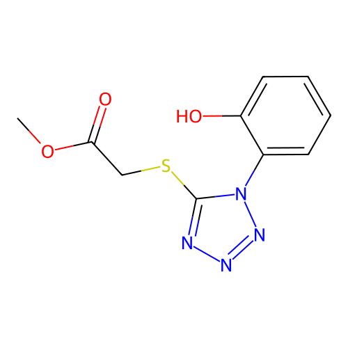 methyl {[1-(2-hydroxyphenyl)-1H-tetrazol-5-yl]sulfanyl}acetate structure
