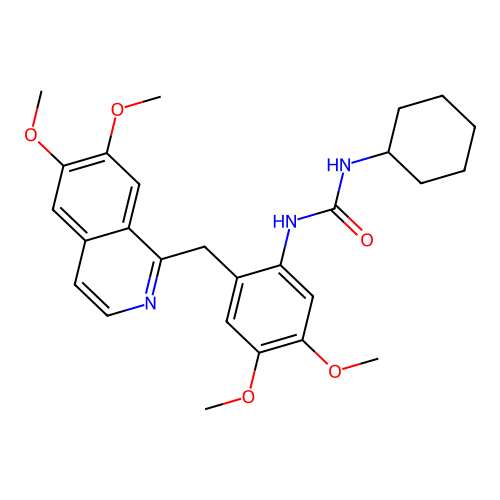 1-cyclohexyl-3-(2-((6,7-dimethoxyisoquinolin-1-yl)methyl)-4,5-dimethoxyphenyl)urea structure