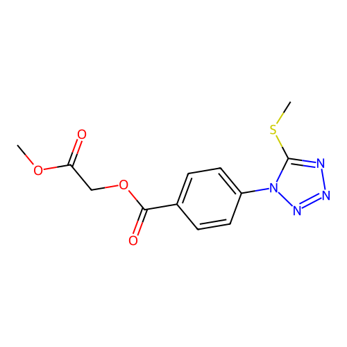 2-methoxy-2-oxoethyl 4-[5-(methylsulfanyl)-1H-tetrazol-1-yl]benzoate structure