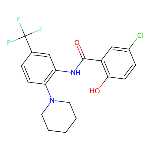 Benzamide,5-chloro-2-hydroxy-n-[2-(1-piperidinyl)-5-(trifluoromethyl)phenyl]- structure
