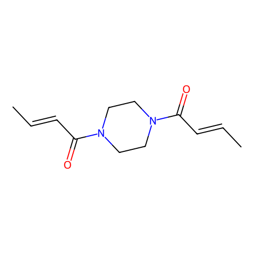 (E)-1-[4-[(E)-but-2-enoyl]piperazin-1-yl]but-2-en-1-one structure