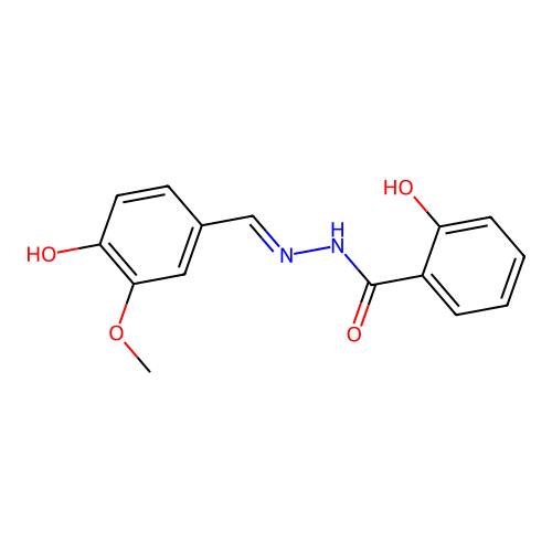 2-hydroxy-N-[(4-hydroxy-3-methoxyphenyl)methylideneamino]benzamide structure
