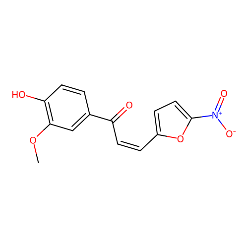 Acrylophenone, 4'-hydroxy-3'-methoxy-3-(5-nitro-2-furyl)- structure