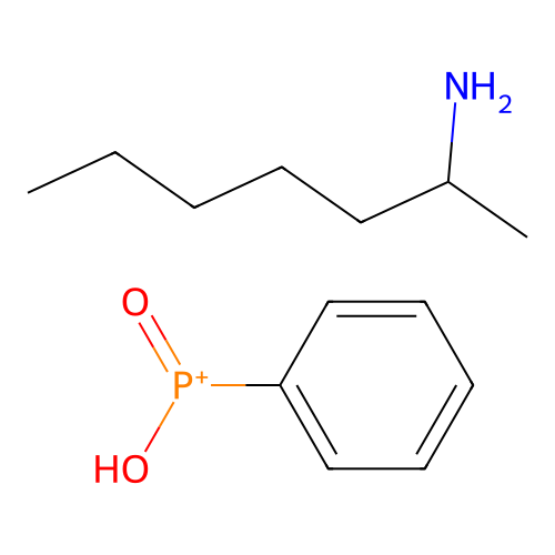 Heptan-2-amine;hydroxy-oxo-phenylphosphanium structure