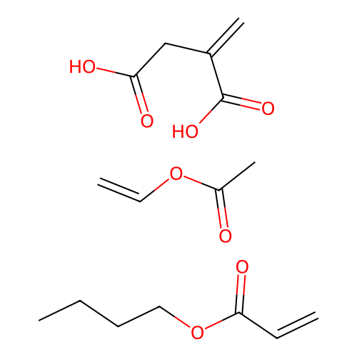 Butyl prop-2-enoate;ethenyl acetate;2-methylidenebutanedioic acid structure