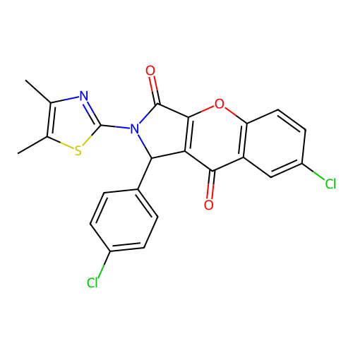 2-(4,5-dimethyl(1,3-thiazol-2-yl))-7-chloro-1-(4-chlorophenyl)chromeno[2,3-c]3 -pyrroline-3,9-dione structure