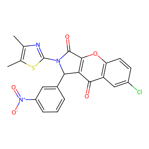 2-(4,5-dimethyl(1,3-thiazol-2-yl))-7-chloro-1-(3-nitrophenyl)chromeno[2,3-c]3- pyrroline-3,9-dione structure