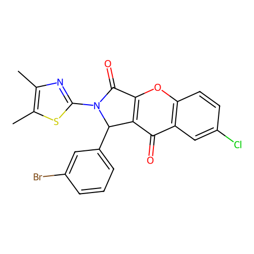 1-(3-bromophenyl)-7-chloro-2-(4,5-dimethyl-1,3-thiazol-2-yl)-1,2-dihydrochromeno[2,3-c]pyrrole-3,9-dione structure