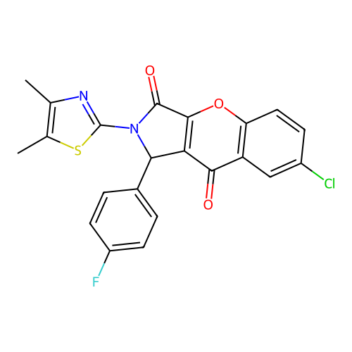 7-chloro-2-(4,5-dimethyl-1,3-thiazol-2-yl)-1-(4-fluorophenyl)-1,2-dihydrochromeno[2,3-c]pyrrole-3,9-dione structure