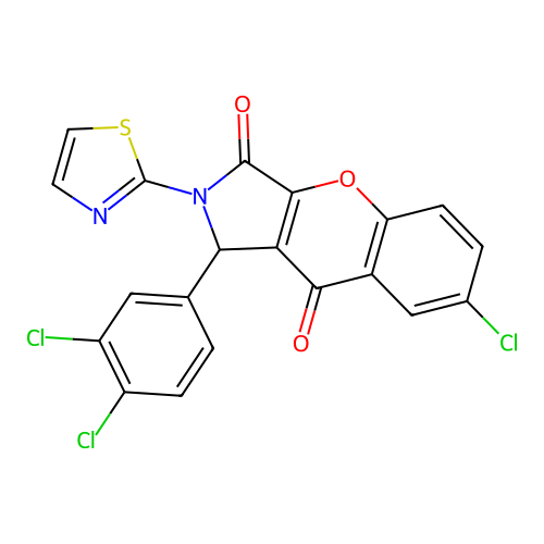 7-chloro-1-(3,4-dichlorophenyl)-2-(1,3-thiazol-2-yl)-1,2-dihydrochromeno[2,3-c]pyrrole-3,9-dione structure