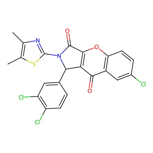 7-chloro-1-(3,4-dichlorophenyl)-2-(4,5-dimethyl-1,3-thiazol-2-yl)-1,2-dihydrochromeno[2,3-c]pyrrole-3,9-dione structure