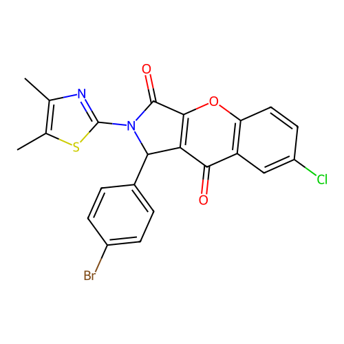 1-(4-bromophenyl)-7-chloro-2-(4,5-dimethyl-1,3-thiazol-2-yl)-1,2-dihydrochromeno[2,3-c]pyrrole-3,9-dione structure