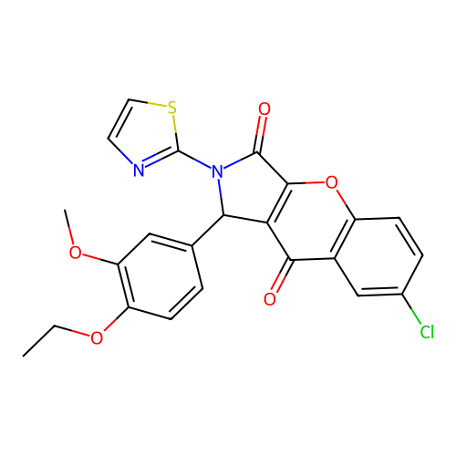 7-chloro-1-(4-ethoxy-3-methoxyphenyl)-2-(1,3-thiazol-2-yl)-1,2-dihydrochromeno[2,3-c]pyrrole-3,9-dione structure