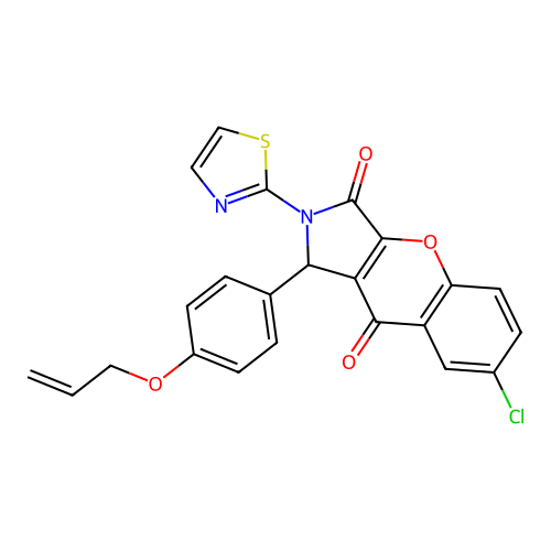 7-chloro-1-[4-(prop-2-en-1-yloxy)phenyl]-2-(1,3-thiazol-2-yl)-1,2-dihydrochromeno[2,3-c]pyrrole-3,9-dione structure