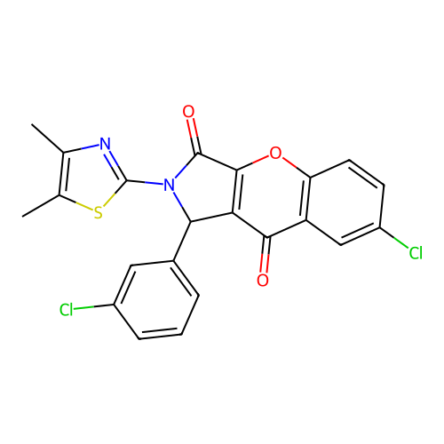 7-chloro-1-(3-chlorophenyl)-2-(4,5-dimethyl-1,3-thiazol-2-yl)-1,2-dihydrochromeno[2,3-c]pyrrole-3,9-dione structure
