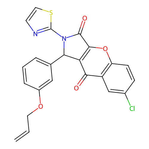 7-chloro-1-[3-(prop-2-en-1-yloxy)phenyl]-2-(1,3-thiazol-2-yl)-1,2-dihydrochromeno[2,3-c]pyrrole-3,9-dione structure