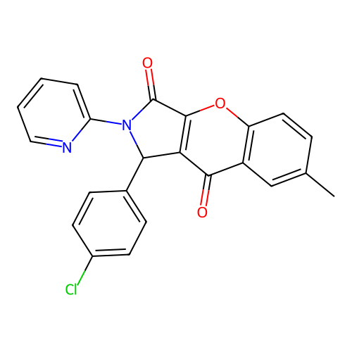 1-(4-chlorophenyl)-7-methyl-2-(pyridin-2-yl)-1,2-dihydrochromeno[2,3-c]pyrrole-3,9-dione structure