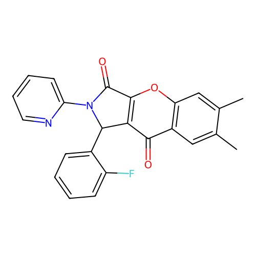 1-(2-fluorophenyl)-6,7-dimethyl-2-(pyridin-2-yl)-1,2-dihydrochromeno[2,3-c]pyrrole-3,9-dione structure
