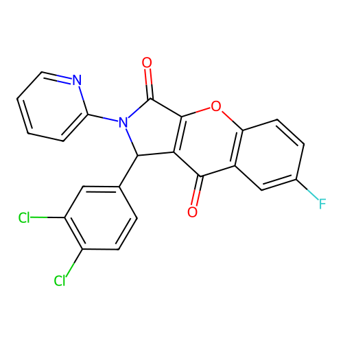 1-(3,4-dichlorophenyl)-7-fluoro-2-(pyridin-2-yl)-1,2-dihydrochromeno[2,3-c]pyrrole-3,9-dione structure
