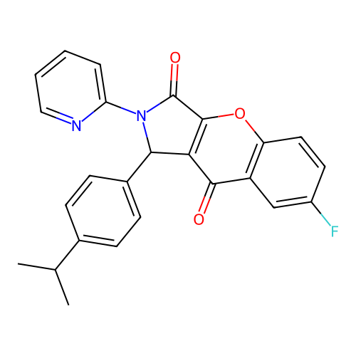 7-fluoro-1-(4-propan-2-ylphenyl)-2-pyridin-2-yl-1H-chromeno[2,3-c]pyrrole-3,9-dione structure
