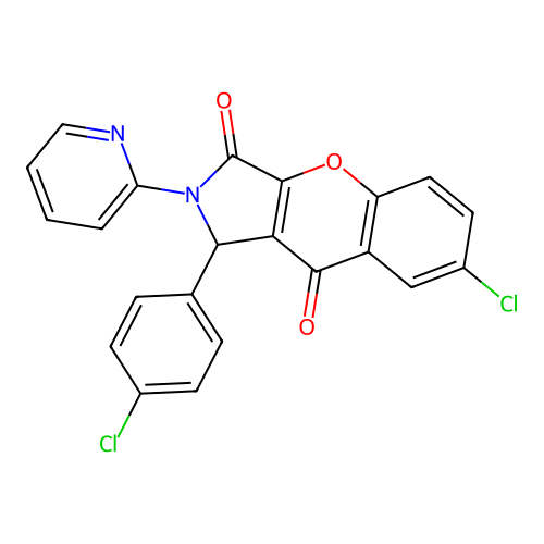 7-chloro-1-(4-chlorophenyl)-2-(pyridin-2-yl)-1,2-dihydrochromeno[2,3-c]pyrrole-3,9-dione structure