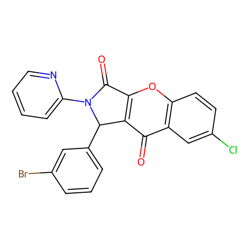 1-(3-bromophenyl)-7-chloro-2-(pyridin-2-yl)-1,2-dihydrochromeno[2,3-c]pyrrole-3,9-dione structure